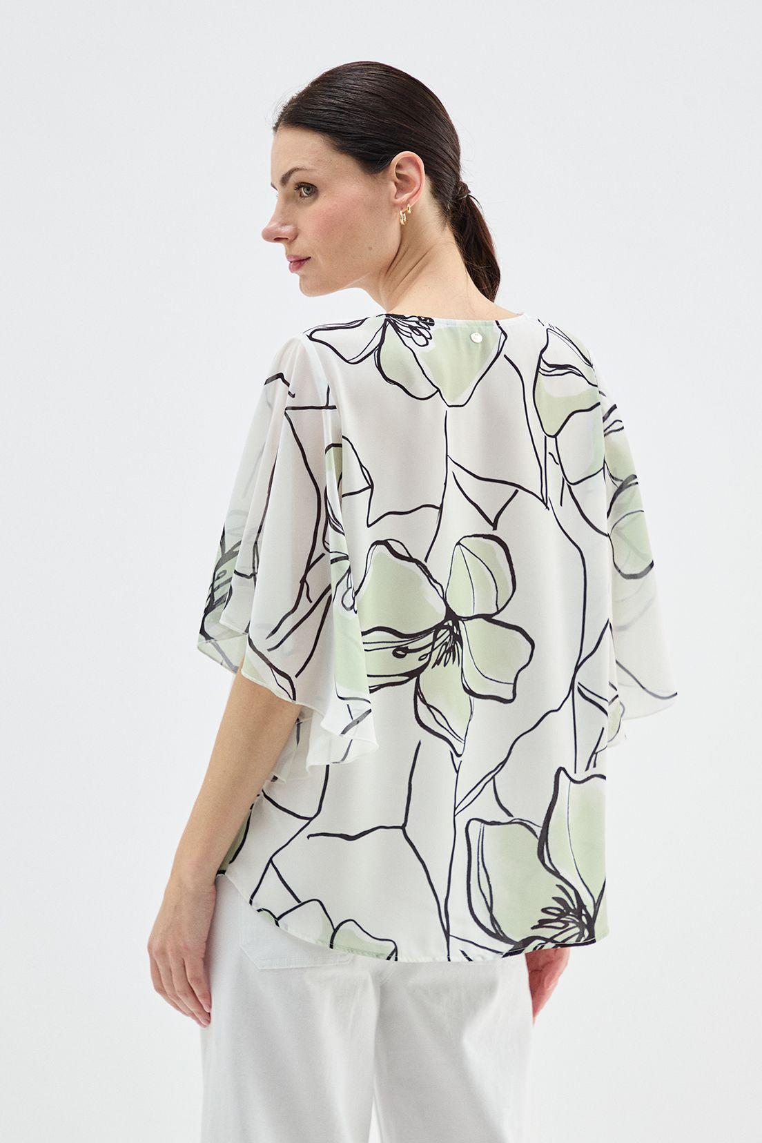 Blusa Tipo Capa Estampada Verde Ma Griffe 14102224066117-3