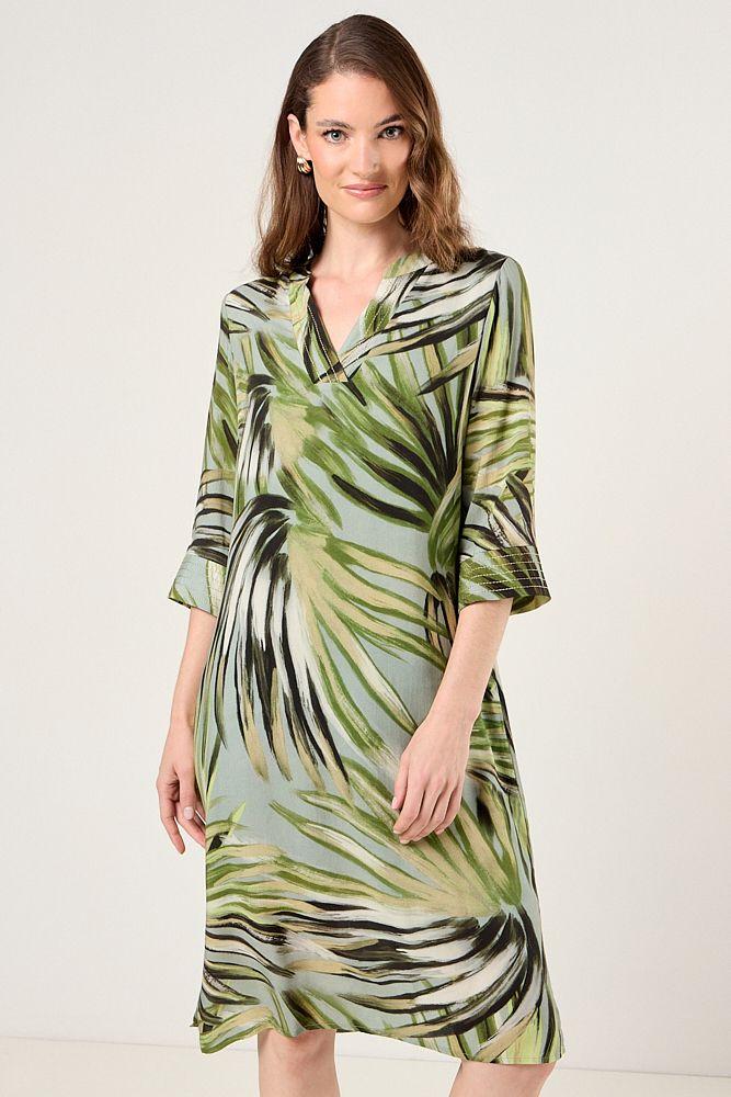 Vestido Viscosa Tunica Verde Militar Ma Griffe 13102225055107-0