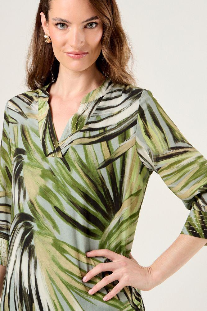 Vestido Viscosa Tunica Verde Militar Ma Griffe 13102225055107-2