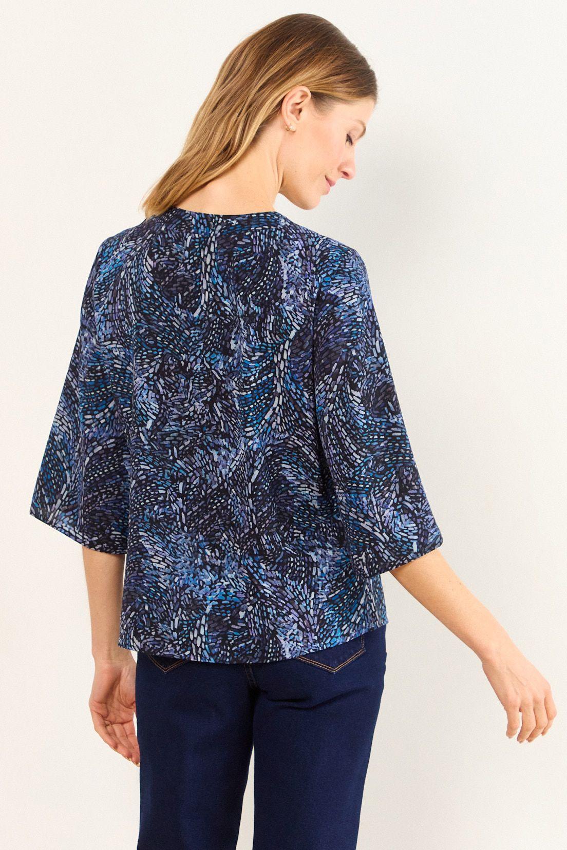 Blusa Estampada Escote En V Azul Ma Griffe 14102226003104-3