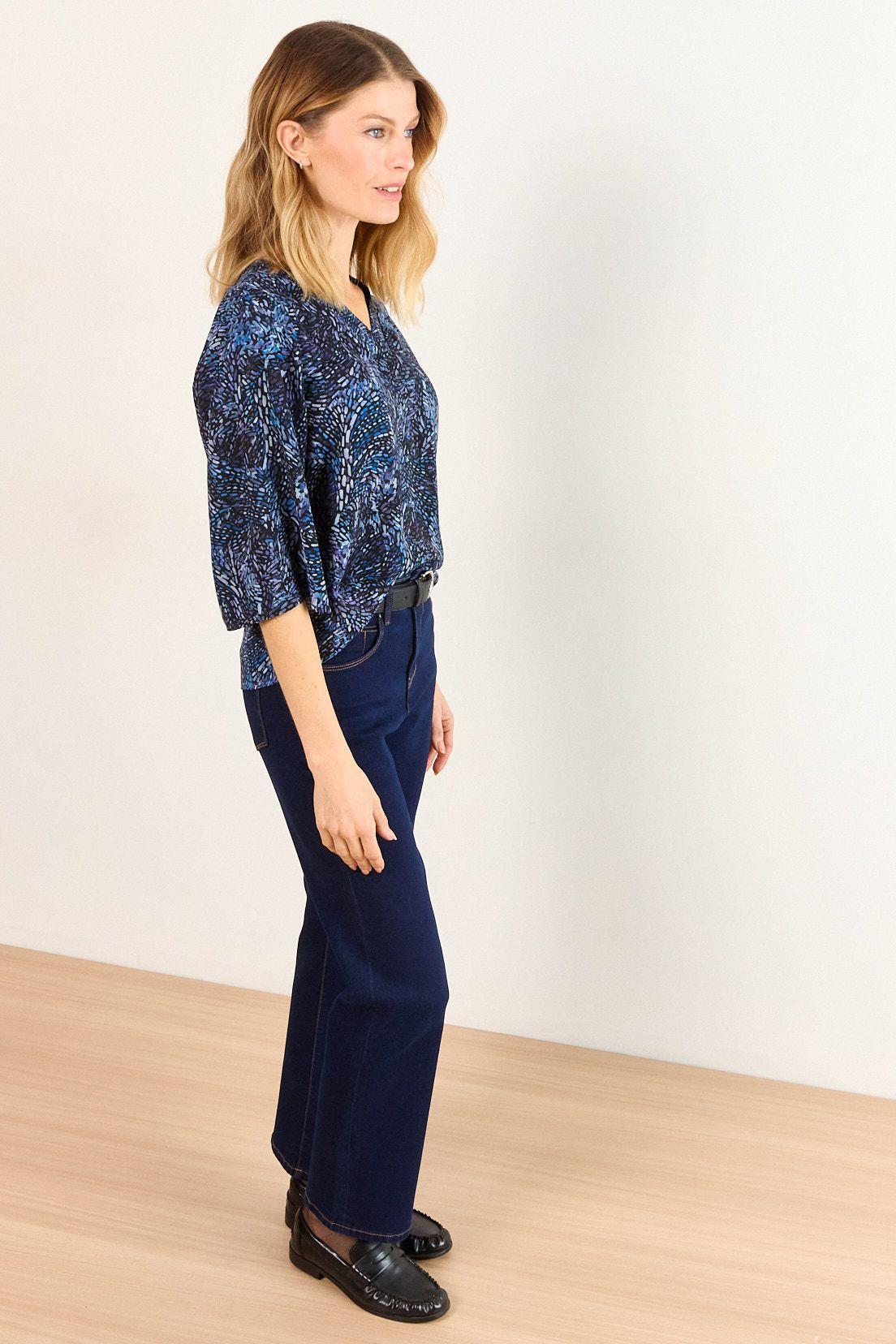 Blusa Estampada Escote En V Azul Ma Griffe 14102226003104-4