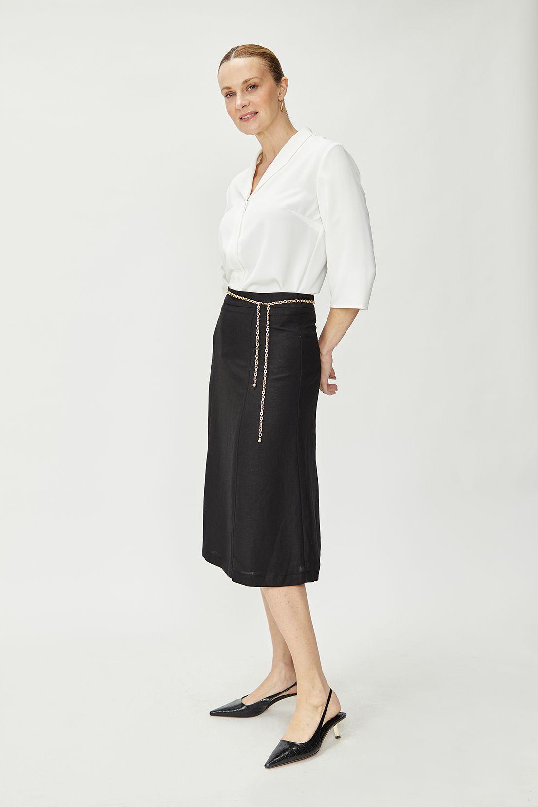 Falda Lino Cadena Negro Ma Griffe 12002224053102-3