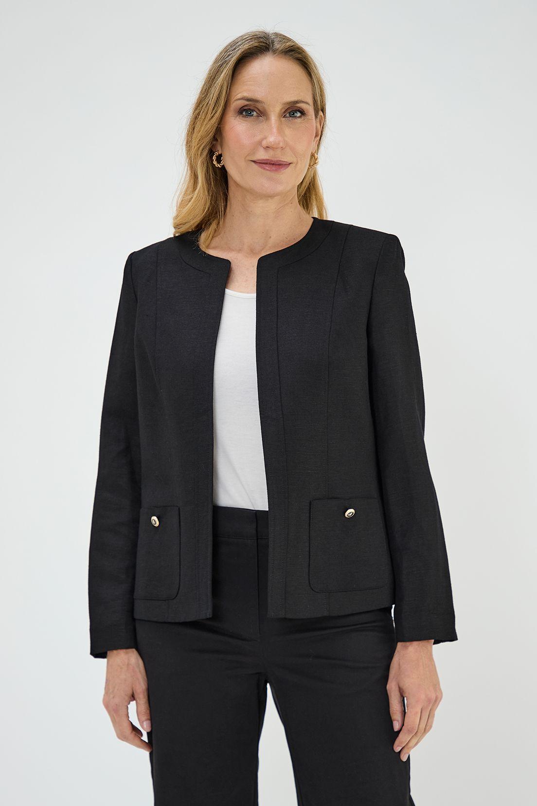 Chaqueta Lino Negro Ma Griffe 17502224057102-0