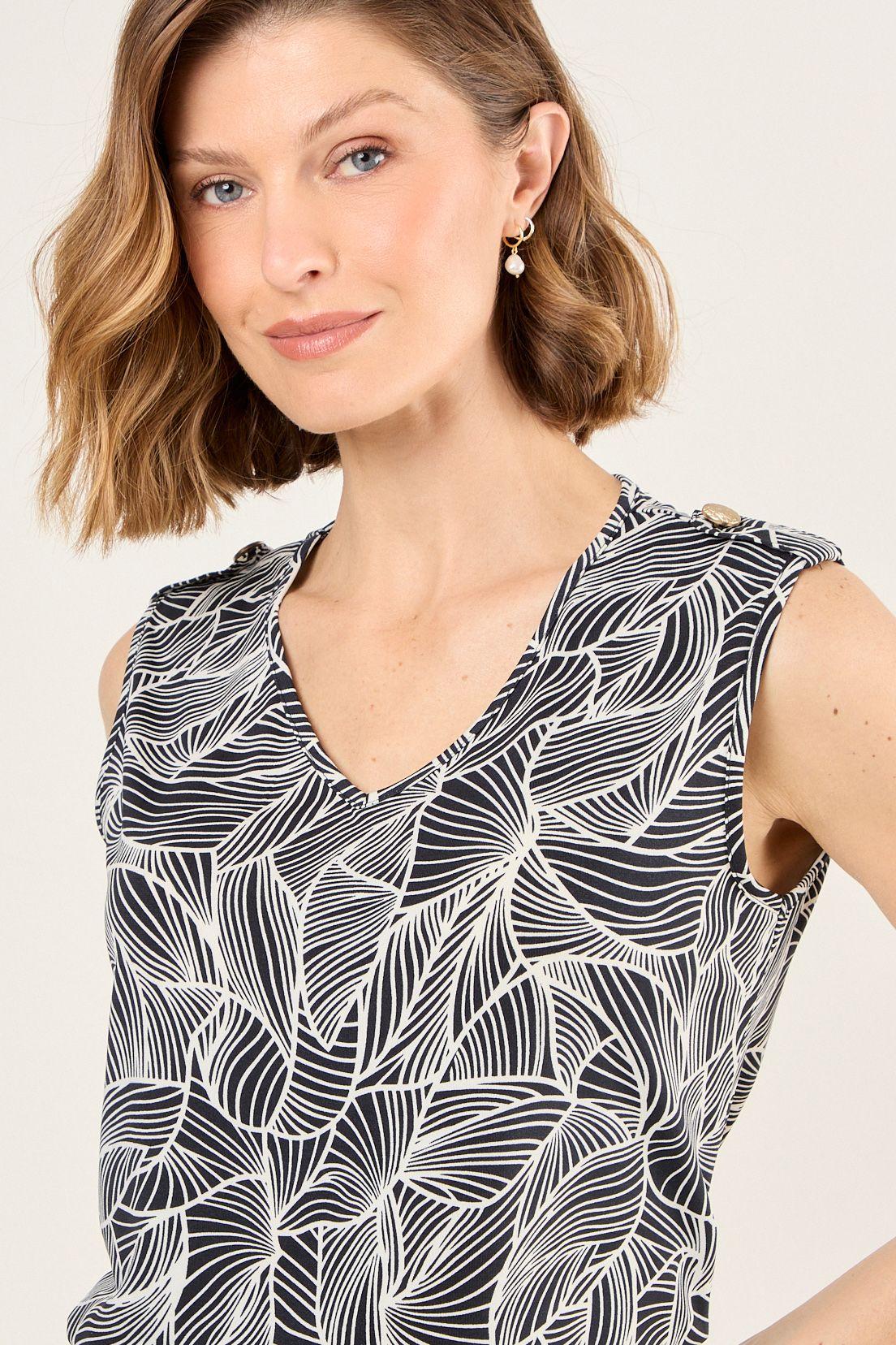 Polera Estampada De Lycra Azul Ma Griffe 14302225006104-0