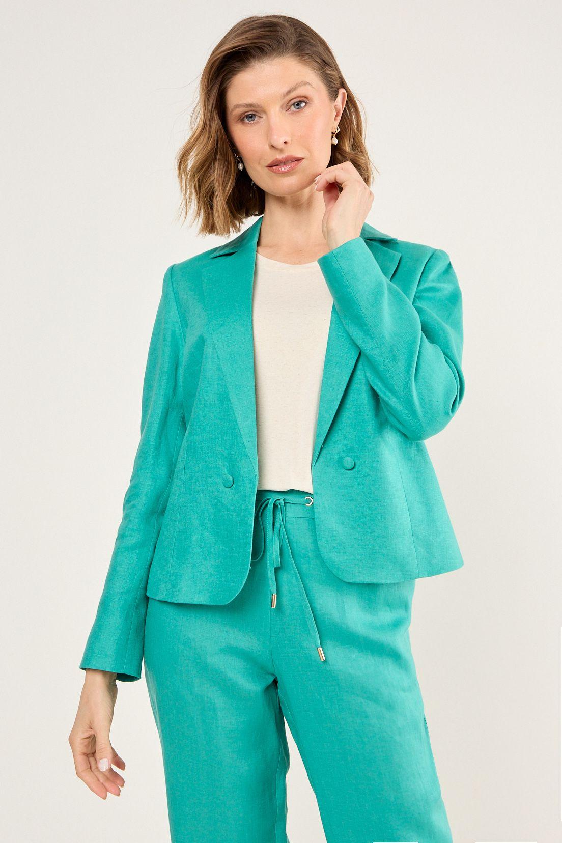 Blazer De Lino Corto Verde Ma Griffe 16002225057217-0