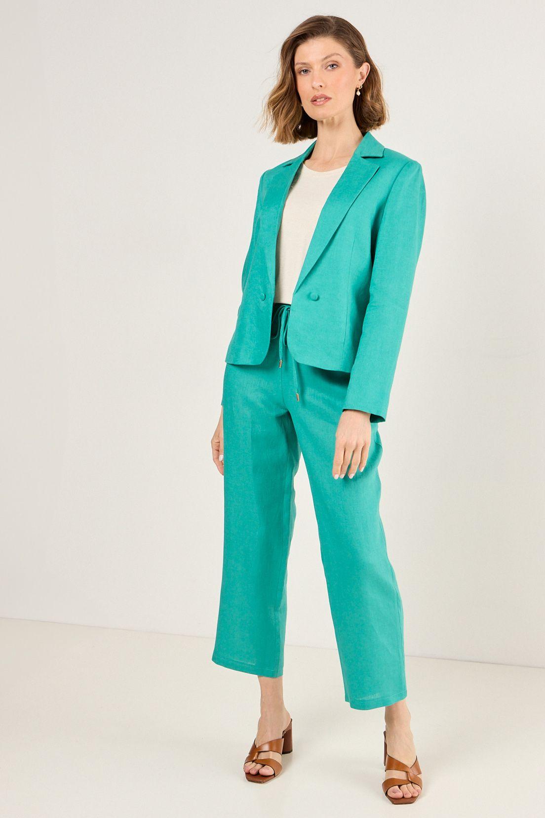 Blazer De Lino Corto Verde Ma Griffe 16002225057217-4