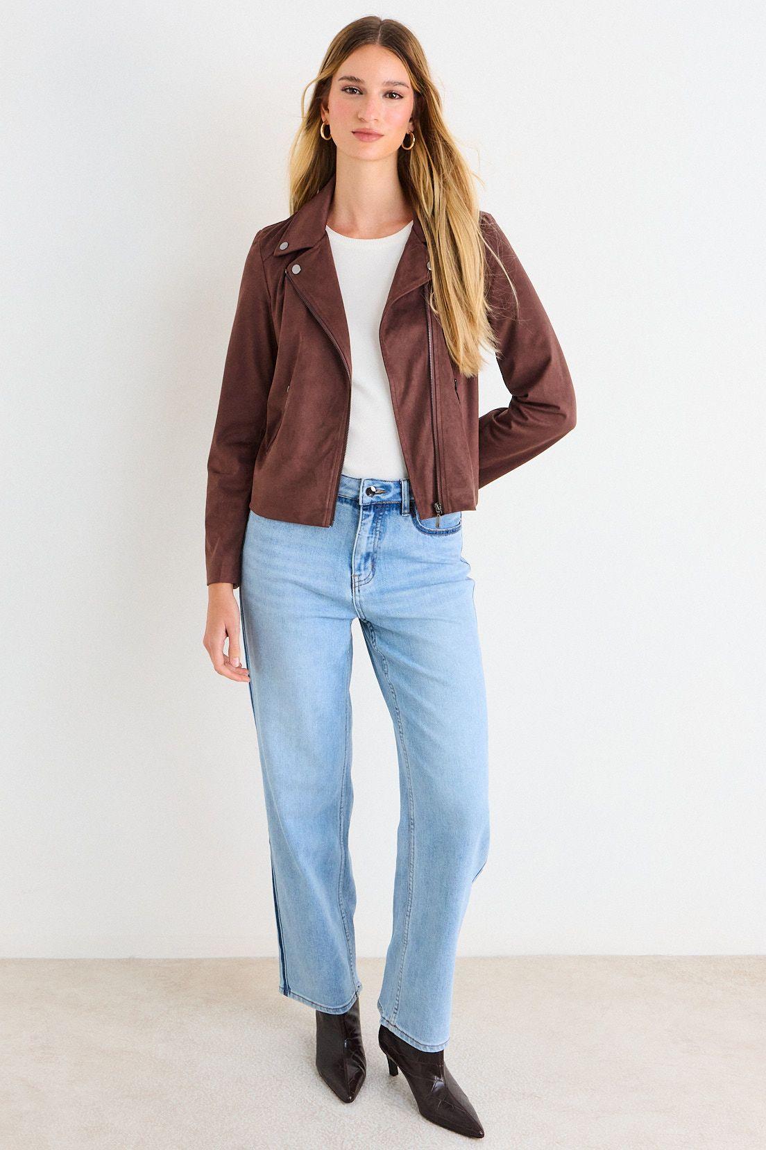 Chaqueta Biker De Suede Café Ash 17507226053129-4