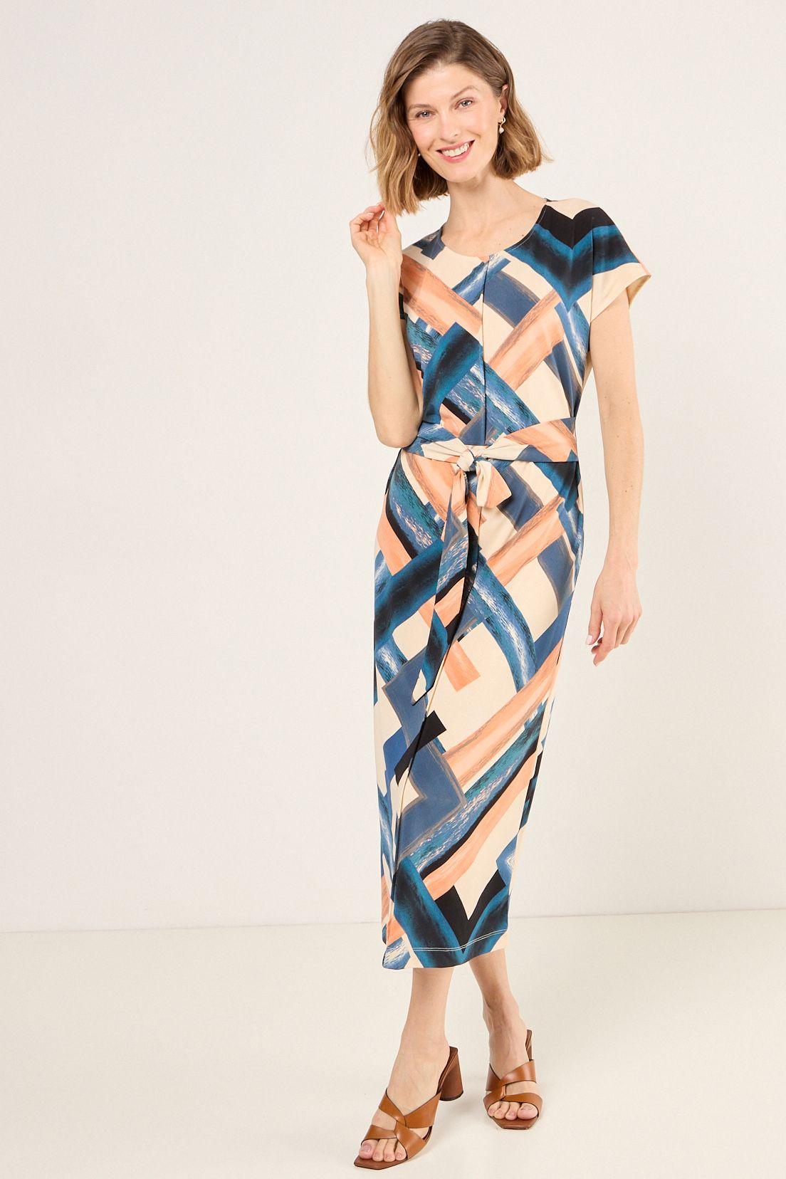 Vestido Estampado Con Lazo Crudo Ma Griffe 13102225010105-0