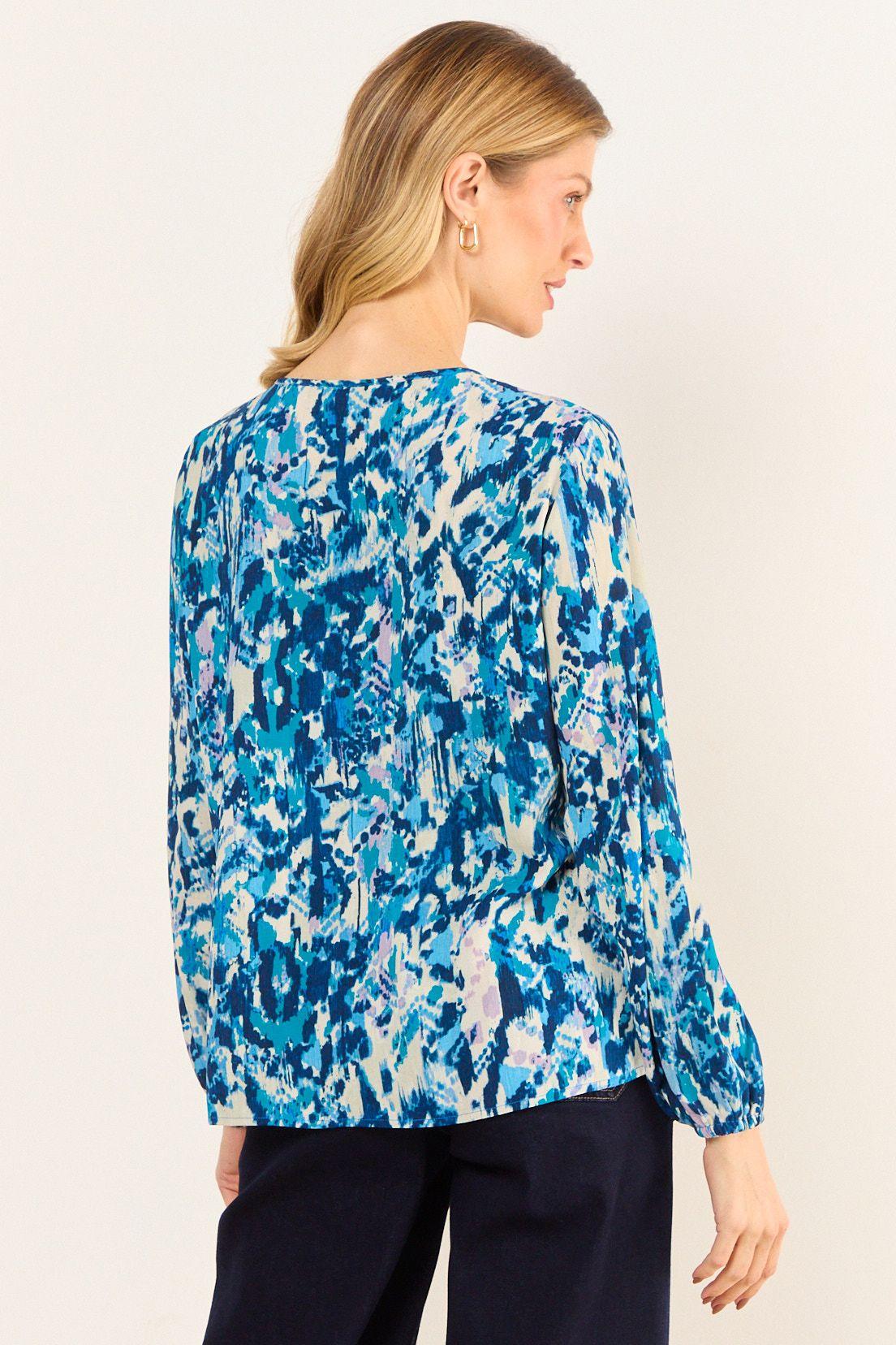Blusa Escote Redondo Estampada Azul Ma Griffe 14102226001104-2