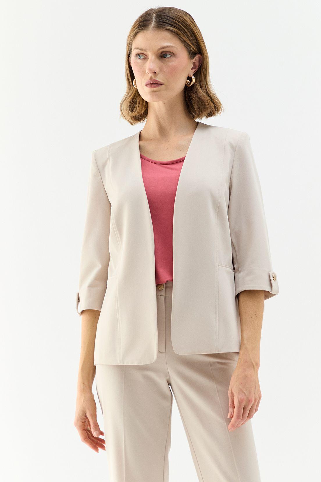 Blazer Tipo Tapado Beige Ma Griffe 16002224058106-0