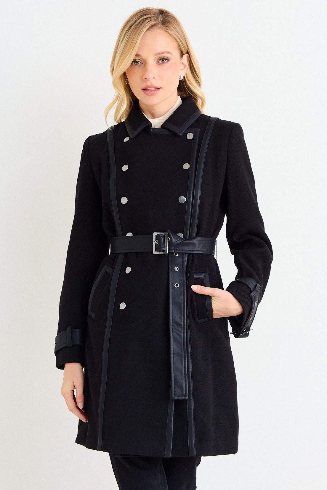 Chaqueton Liso Con Cinturon Negro Ash 17007126001102-0