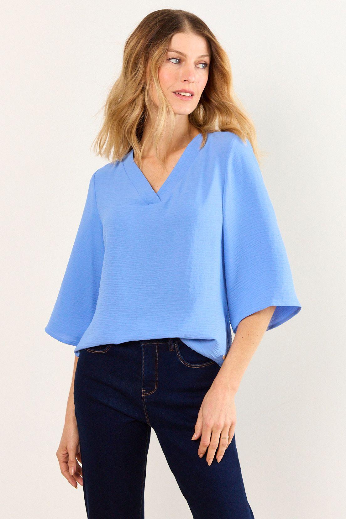 Blusa Escote En V Celeste Ma Griffe 14002226003110-1