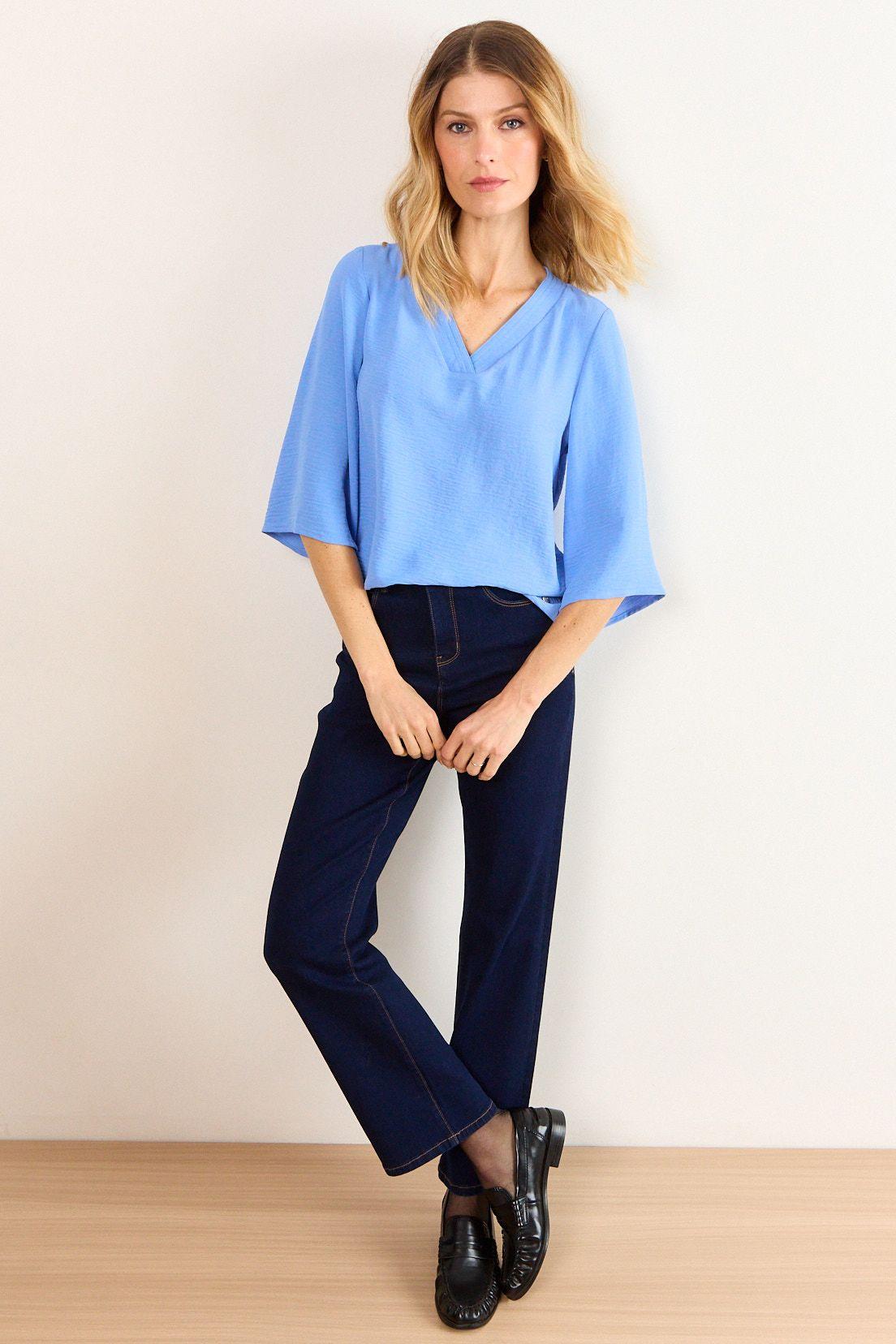 Blusa Escote En V Celeste Ma Griffe 14002226003110-3