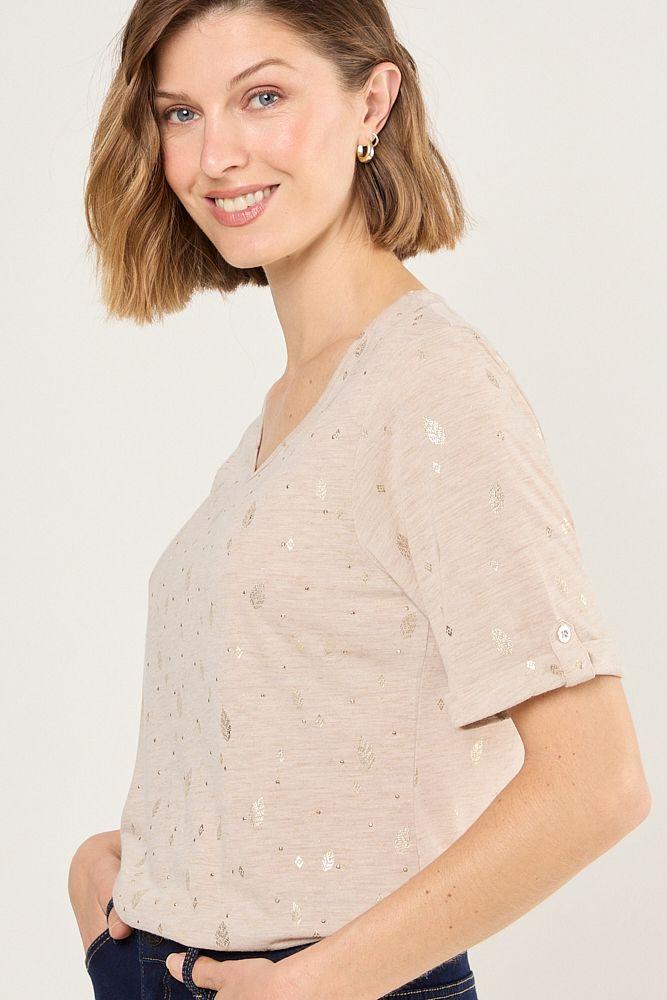Polera Manga Corta Beige Ma Griffe 14302225055106-2