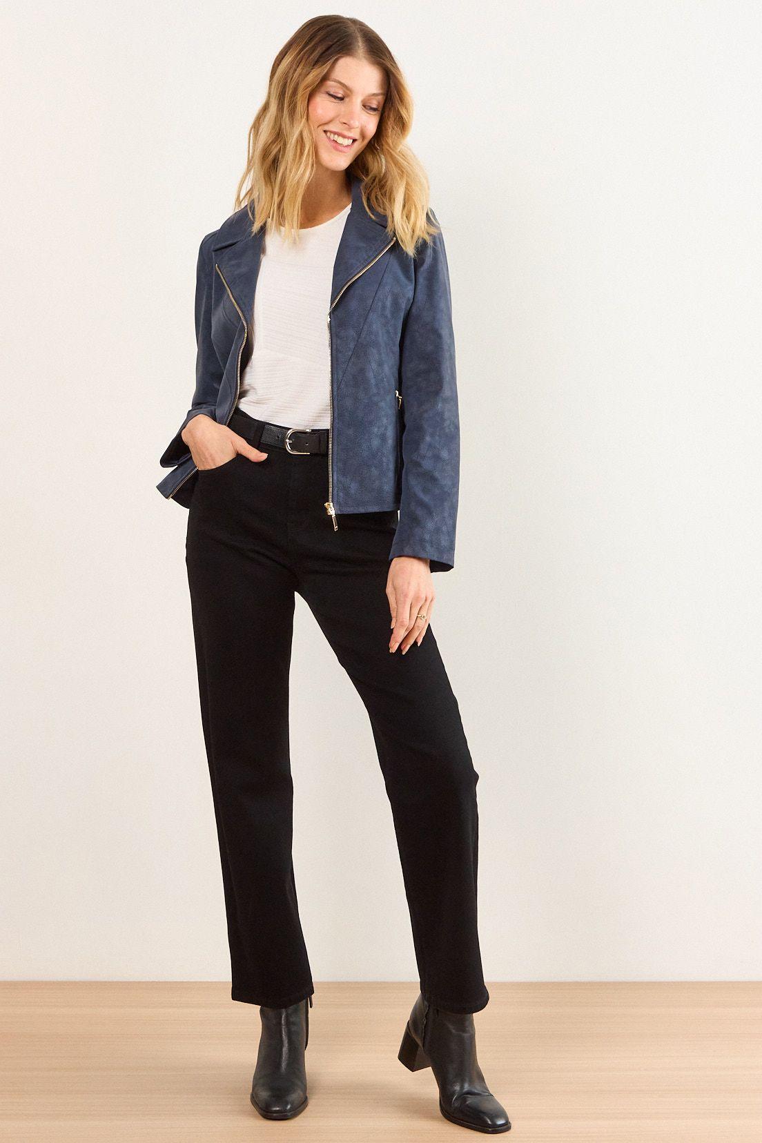 Chaqueta De Pu Craquelada Azul Ma Griffe 17502226003104-3
