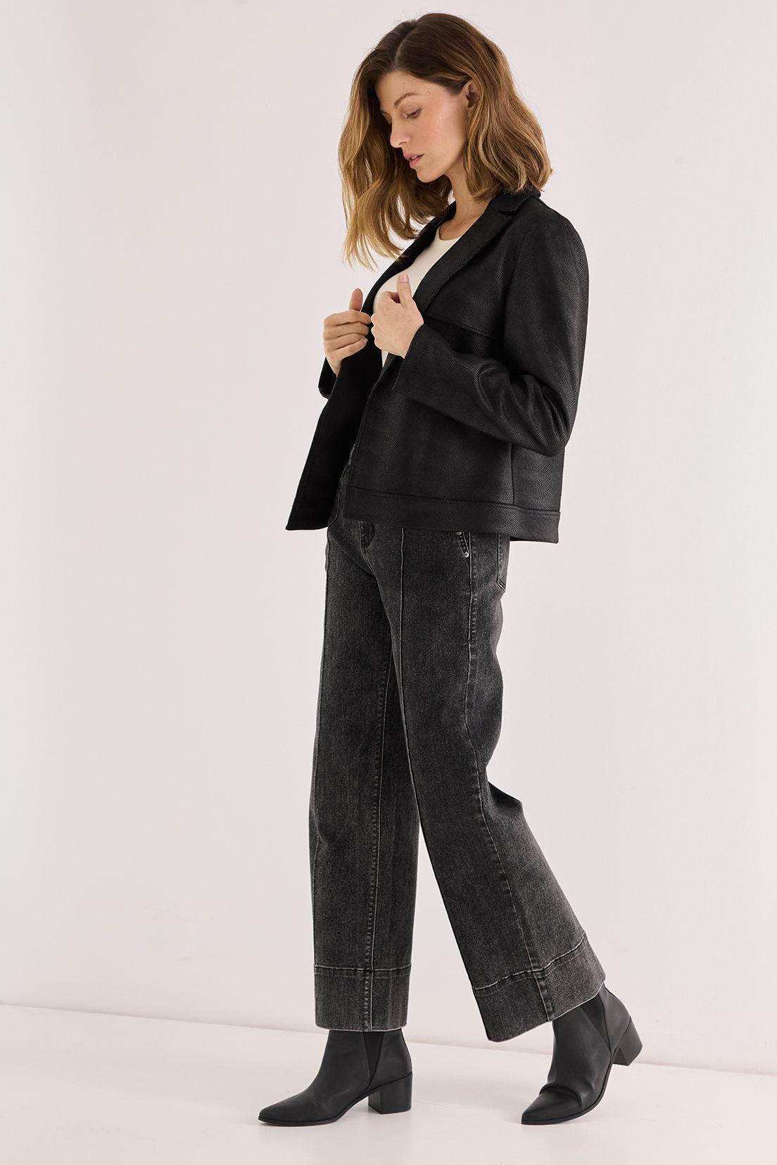 Chaqueta De Antelina Abierta Negro 17502125003102-4