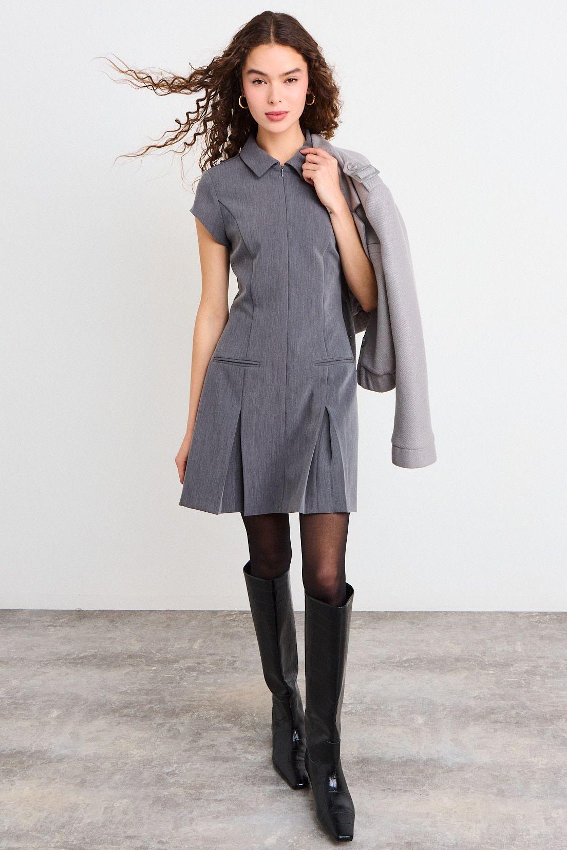 Vestido Liso Gris iO 13020226050163-3
