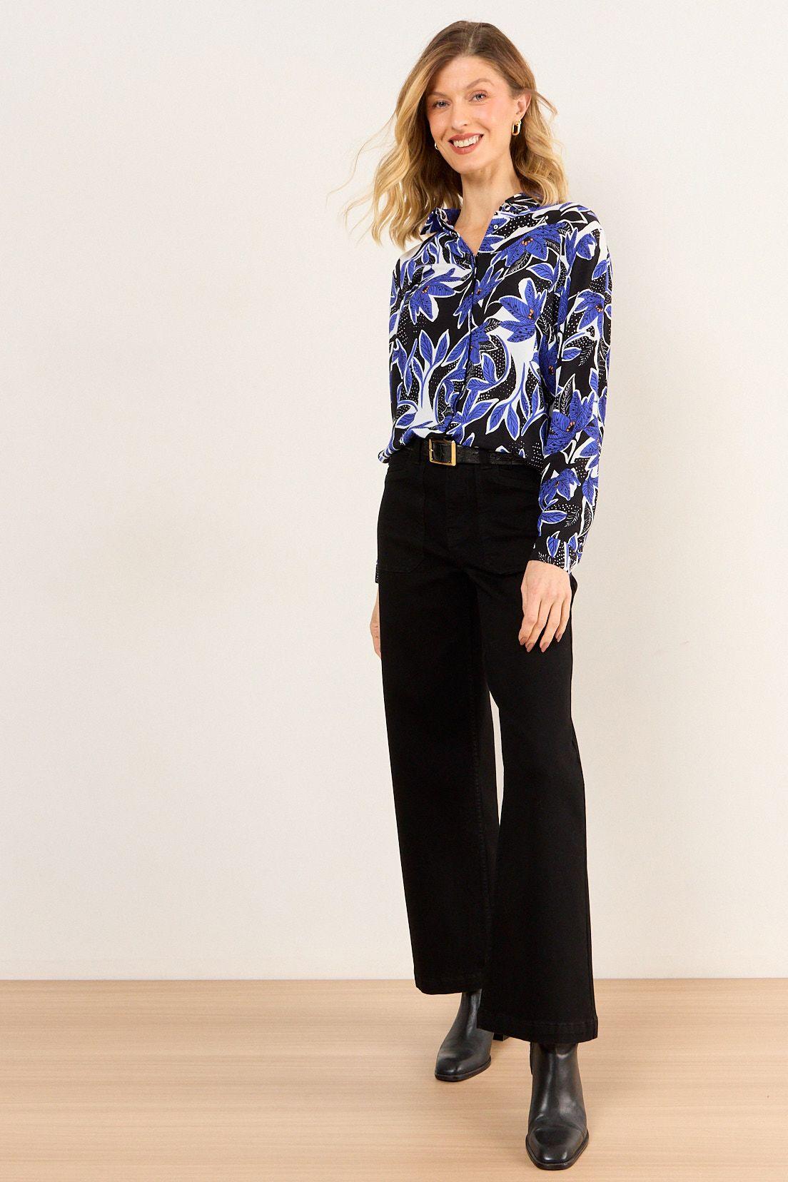 Blusa Camisera Estampada Azul Ma Griffe 14102226050134-4