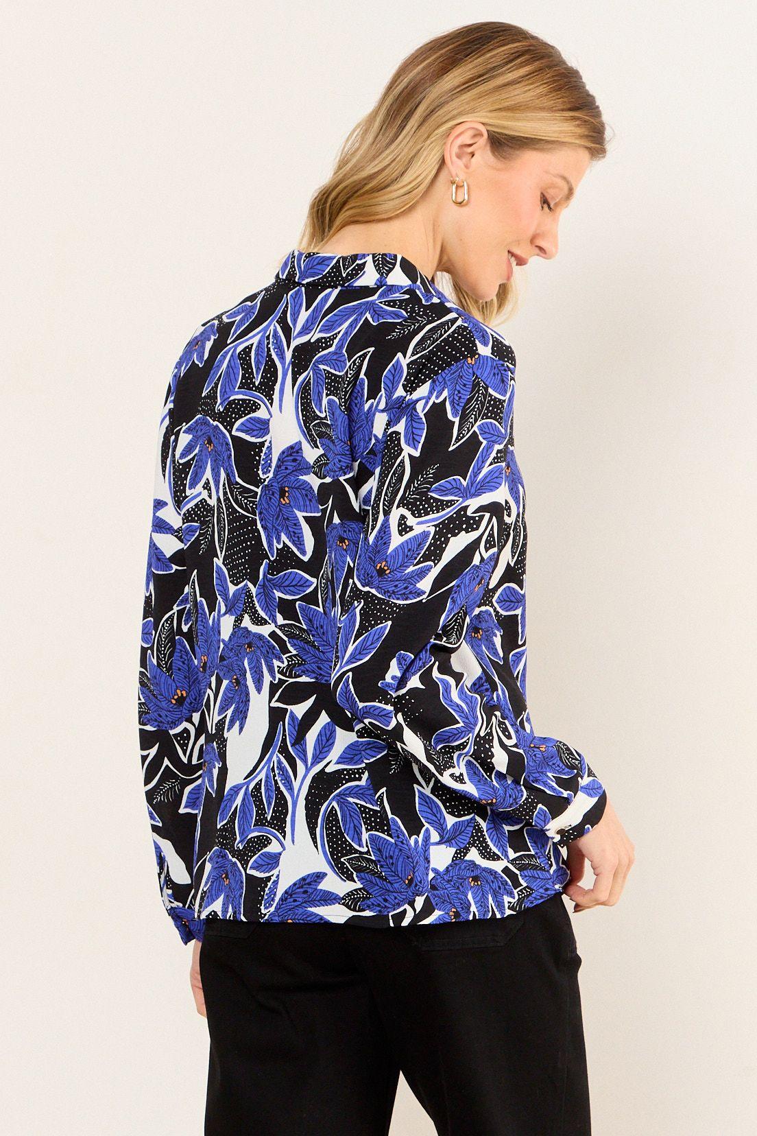 Blusa Camisera Estampada Azul Ma Griffe 14102226050134-2