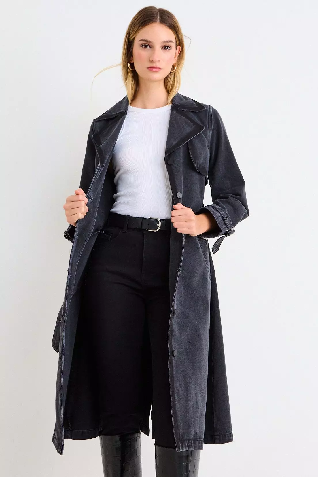 Trench Denim Liso Negro Ash 17407226002102-2
