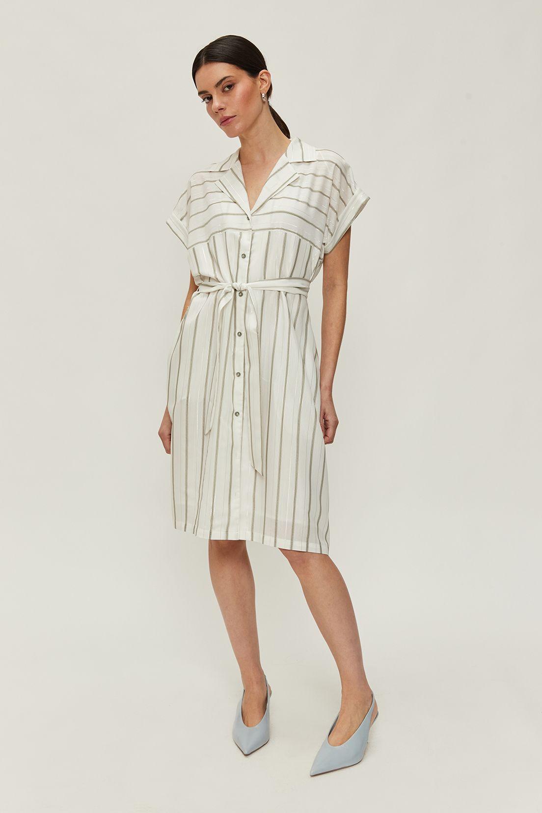 Vestido Camisero Rayas Lurex Blanco Ash 13507224052105-0