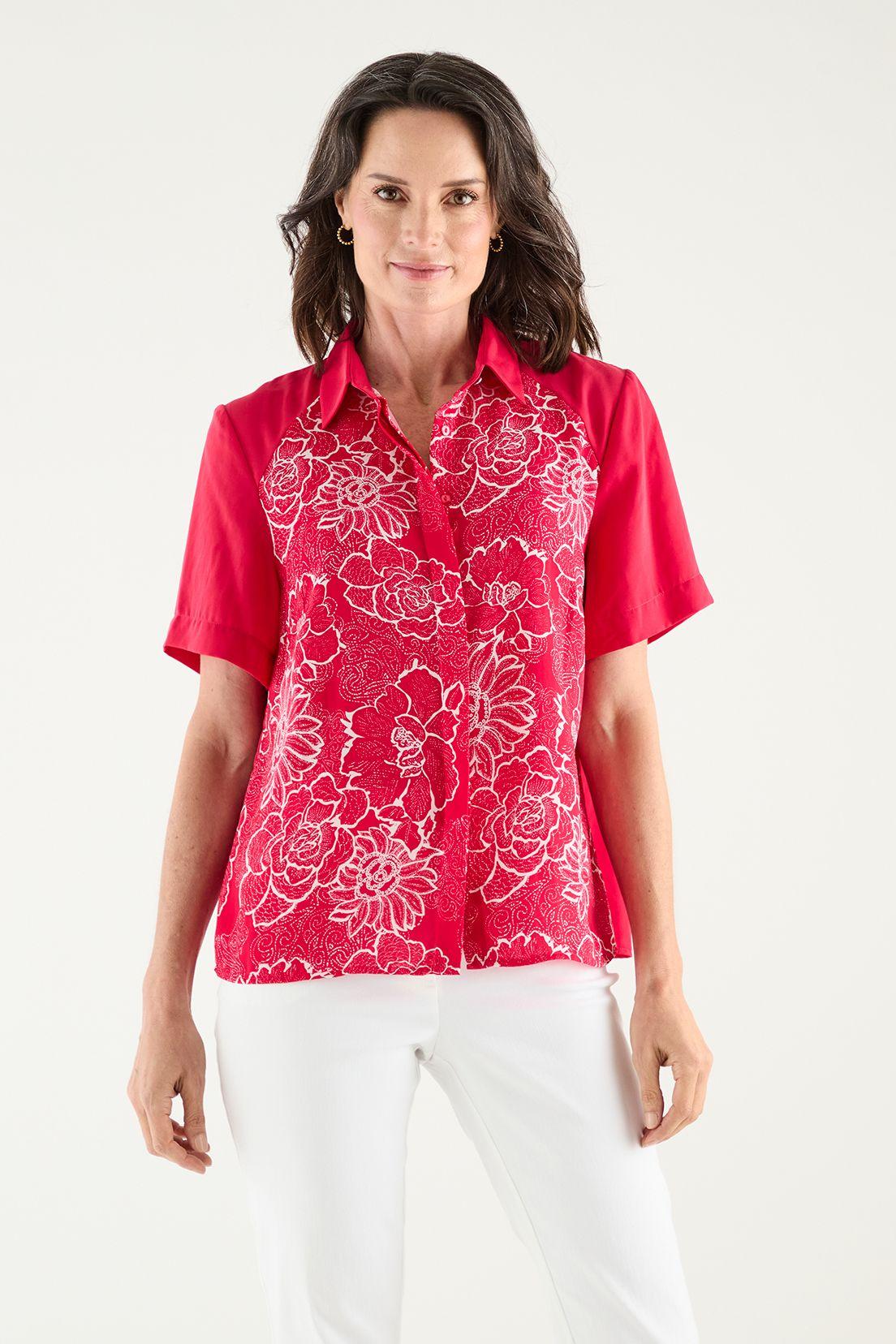 Blusa Camisera Estampada fucsia Ma Griffe 14102125050116-0