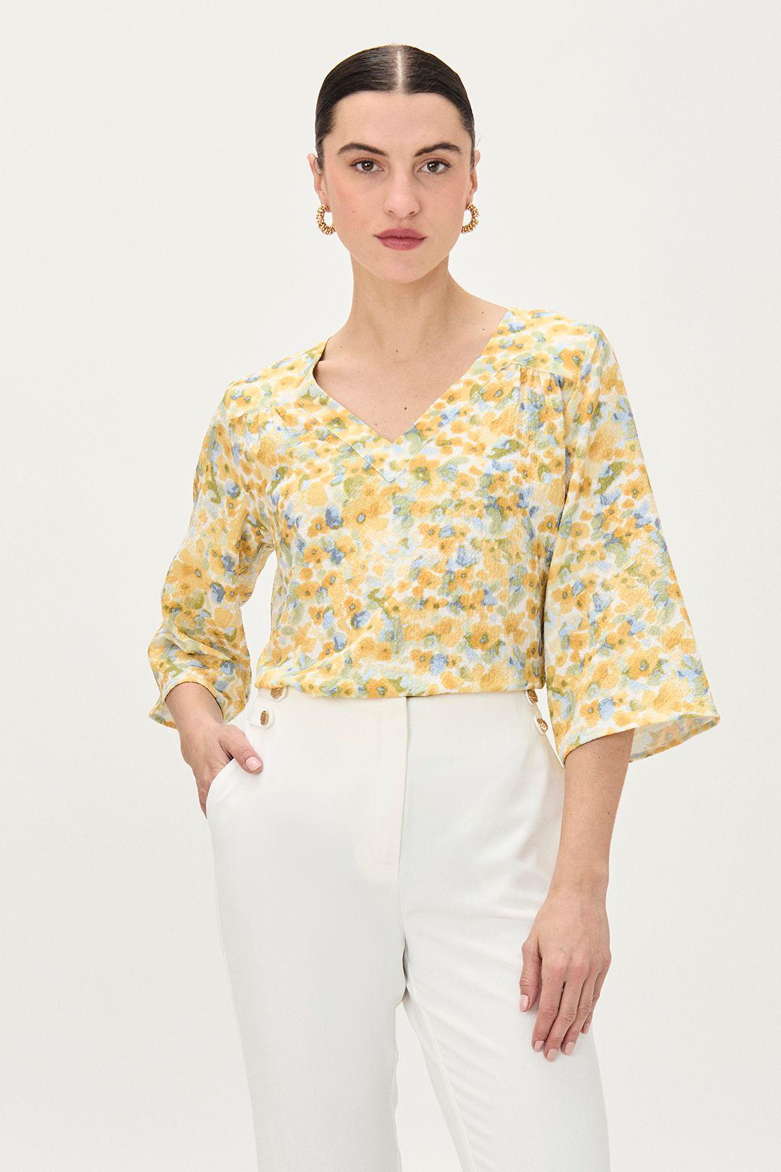 Blusa Estampada Manga Kimono Crudo Ma Griffe 14102224063105-0