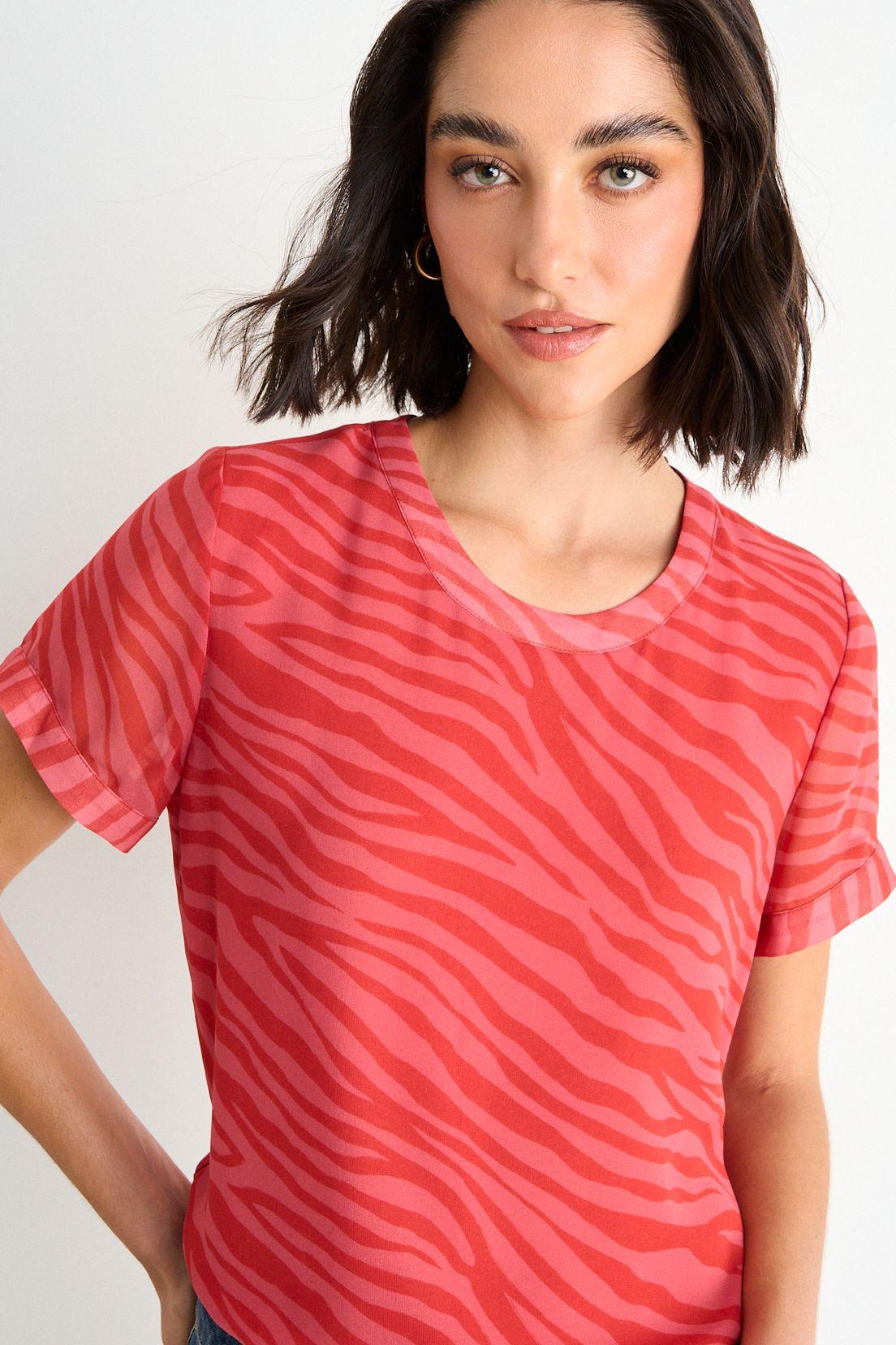 Blusa Fantasia Manga Corta Rojo Ash 14107126053103-1