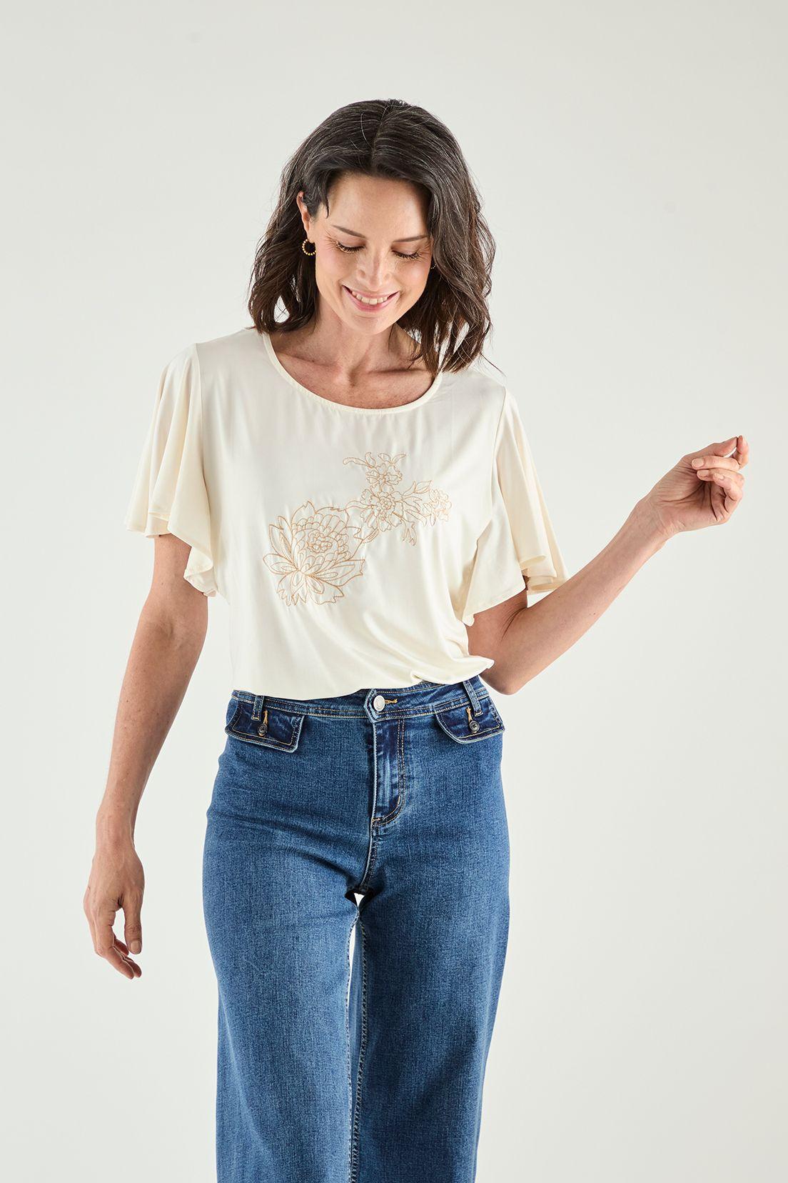 Polera Con Estampado Focalizado Crudo Ma Griffe 14602125001105-0