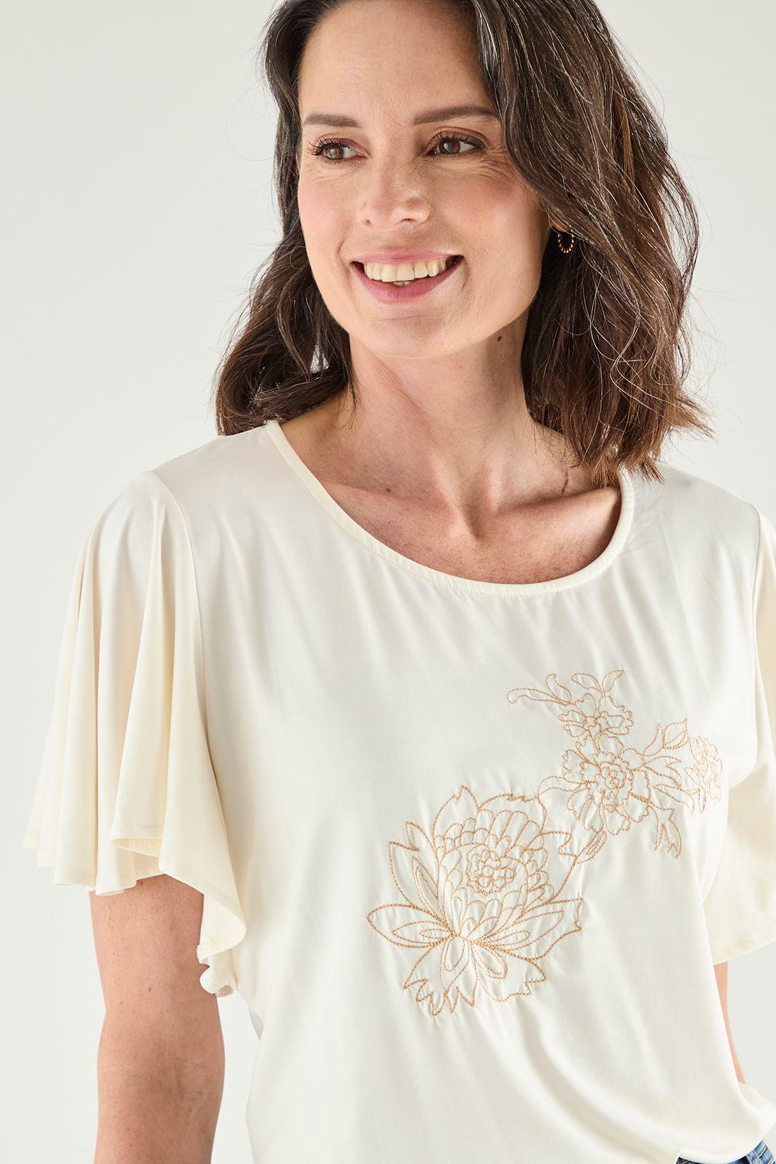 Polera Con Estampado Focalizado Crudo Ma Griffe 14602125001105-1