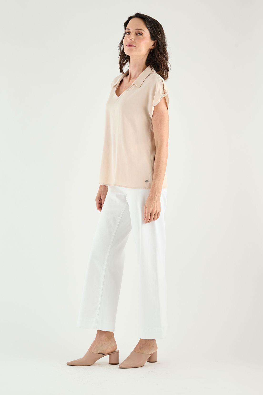 Blusa Escote En V Beige Ma Griffe 14002125002106-2