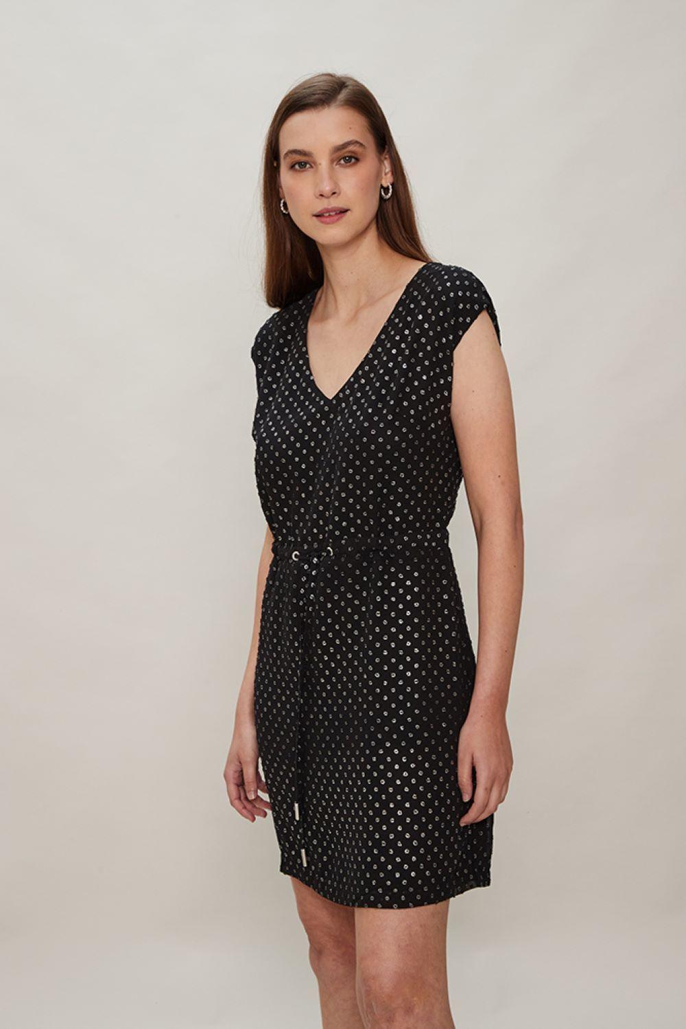 Vestido Con Textura Plateada Negro Ash 13007124001102-3