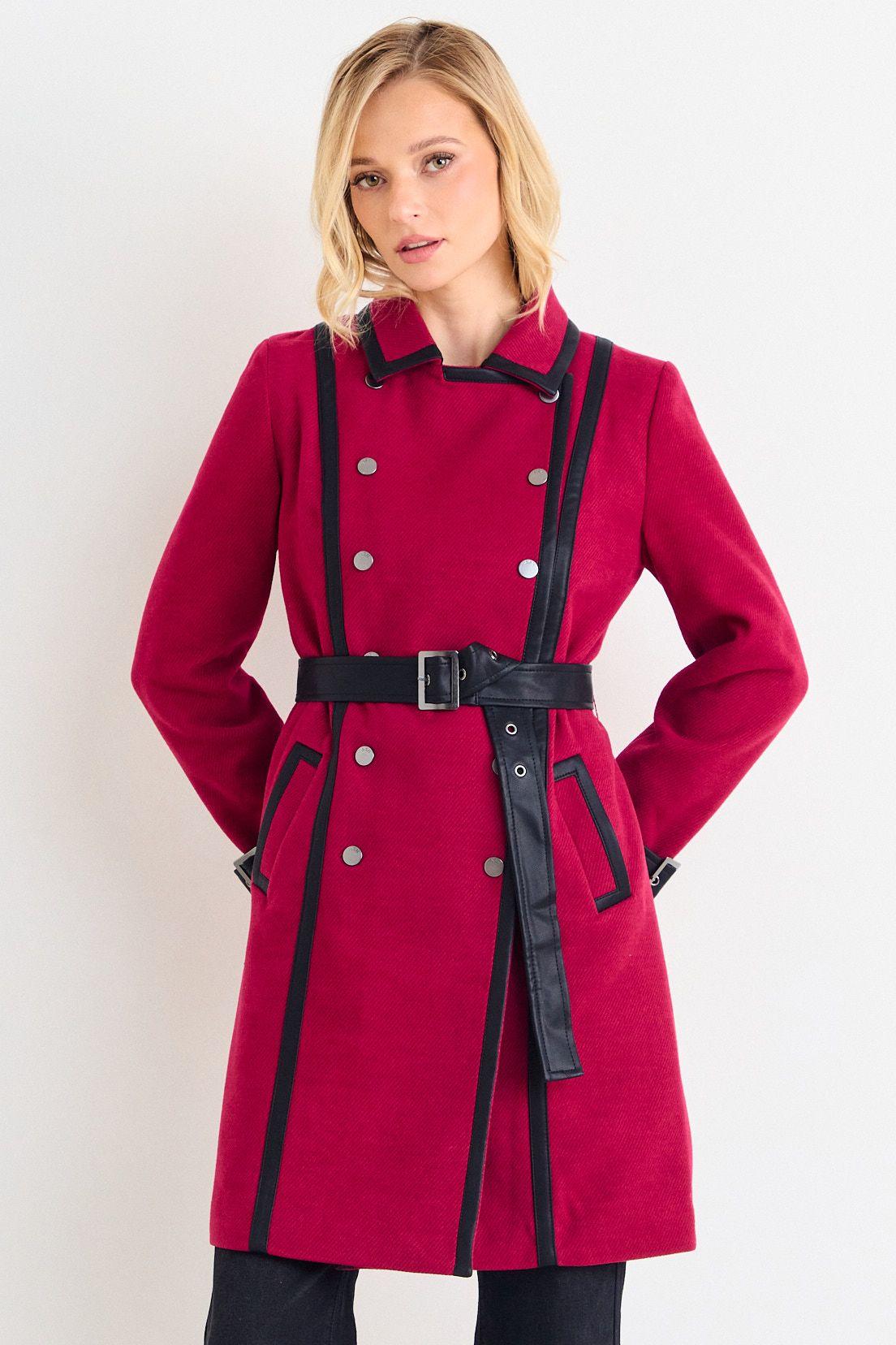 Chaqueton Liso Con Cinturon Rojo Ash 17007126001103-0