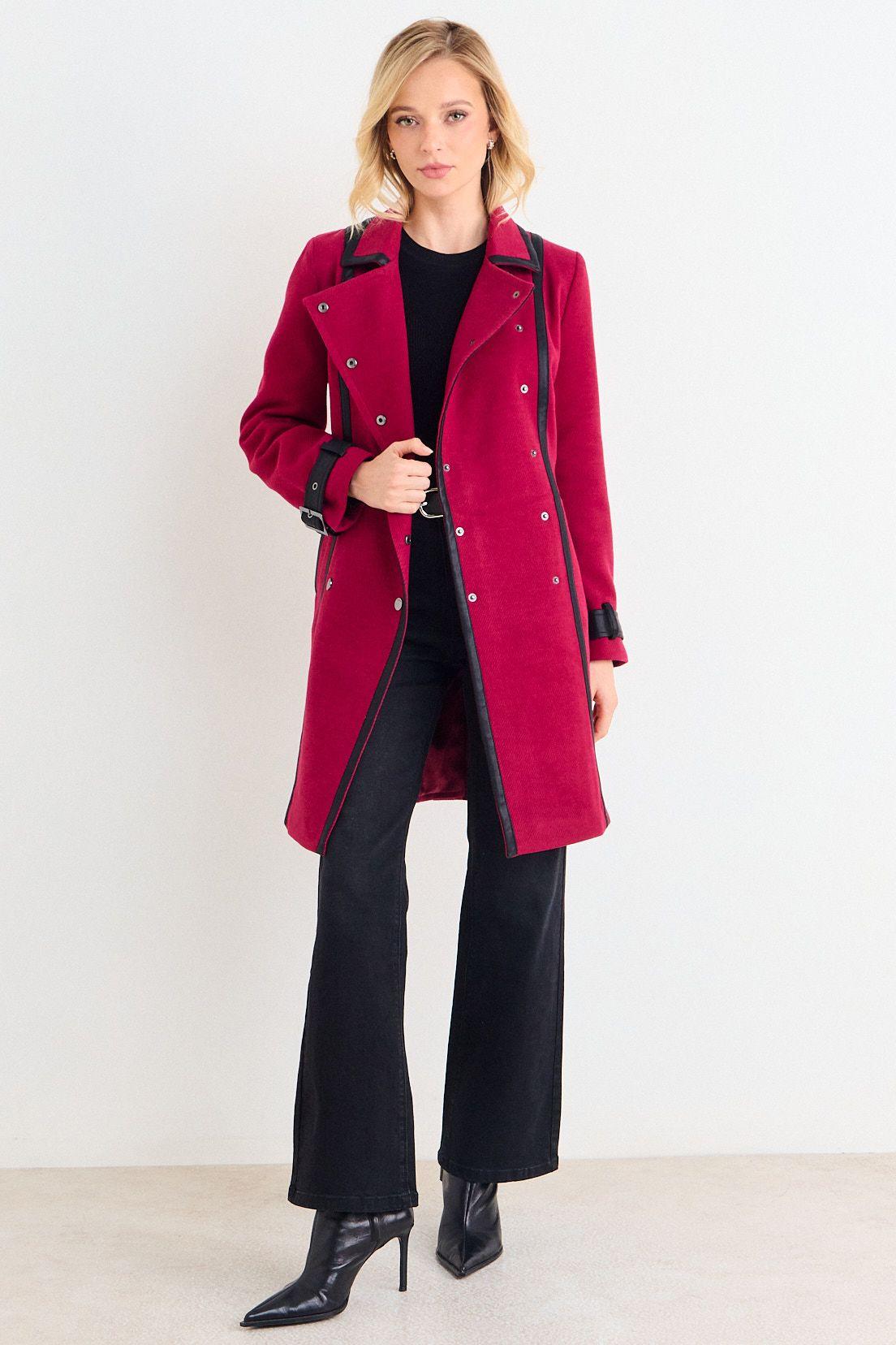 Chaqueton Liso Con Cinturon Rojo Ash 17007126001103-3