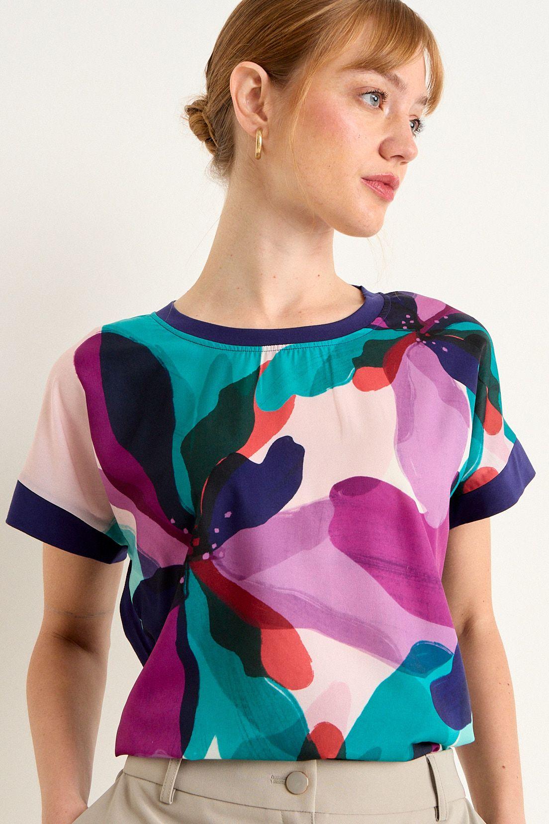 Polera Estampada Azul Ma Griffe 14602225054101-1