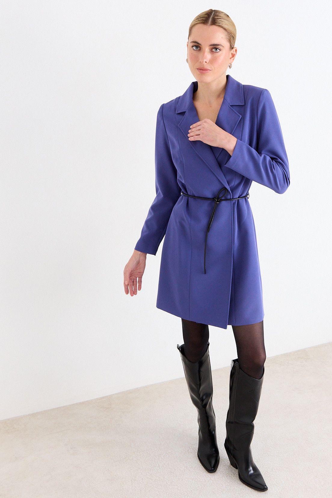 Vestido Liso Cruzado Azul Ash 13007125057134-4