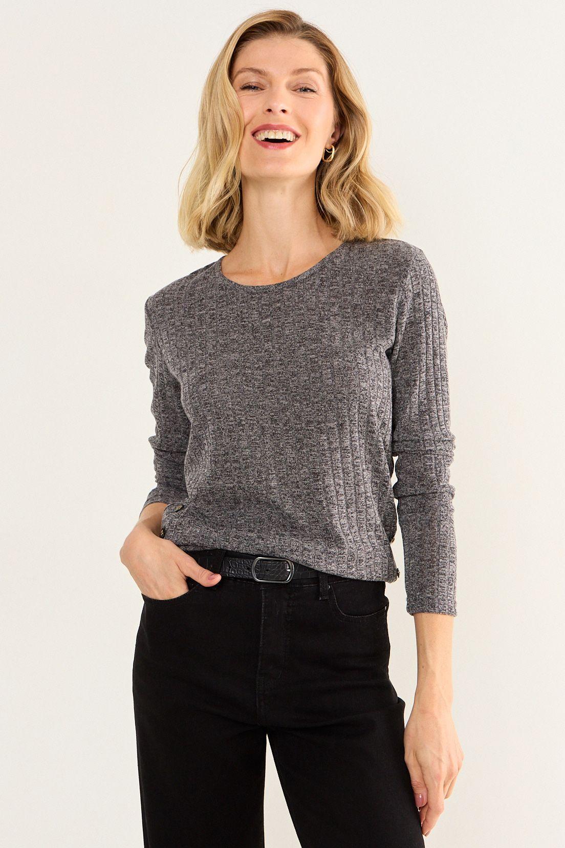 Polera Rib Melange Gris Ma Griffe 14202126052163-0