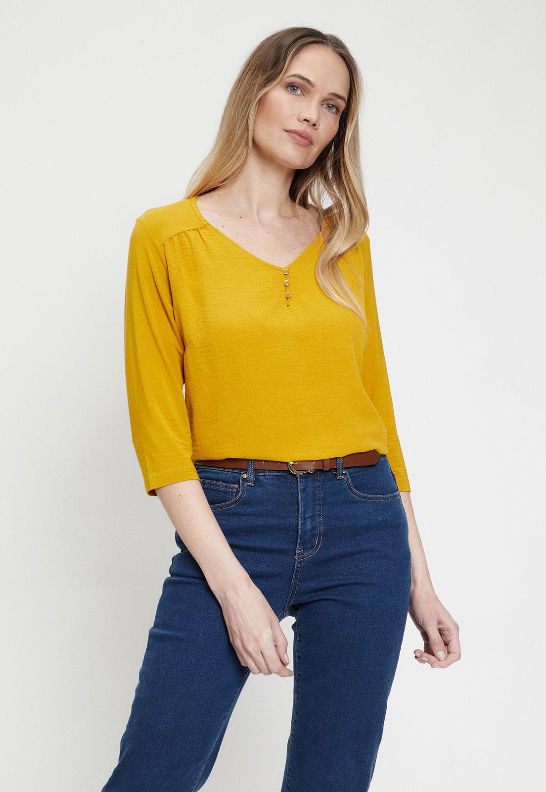Polera Lisa Mostaza Ma Griffe 14202224052314-2