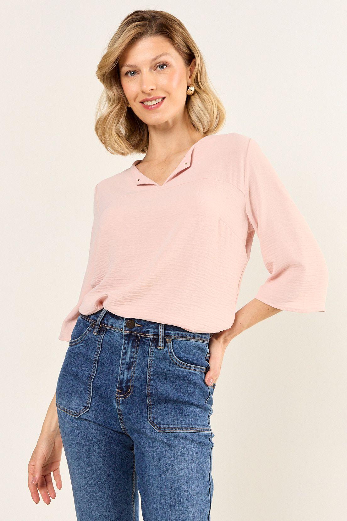 Blusa Escote V Rosa Ma Griffe 14002126051123-1