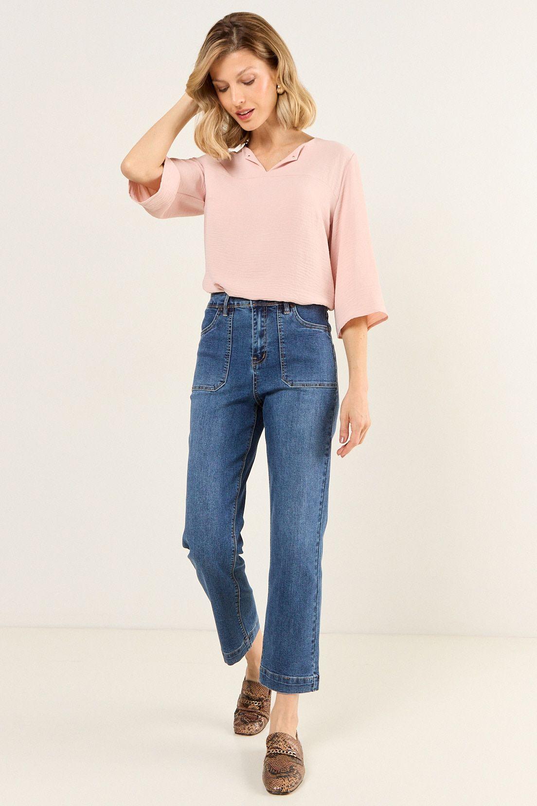 Blusa Escote V Rosa Ma Griffe 14002126051123-4