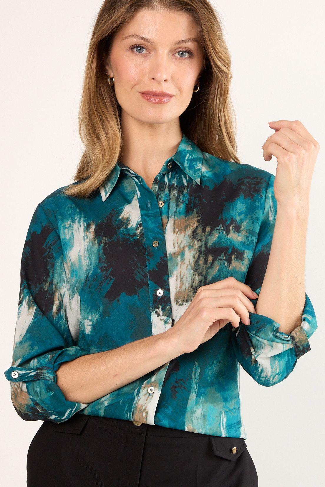 Blusas Manga Larga Petroleo Ma Griffe 14102225002537-1