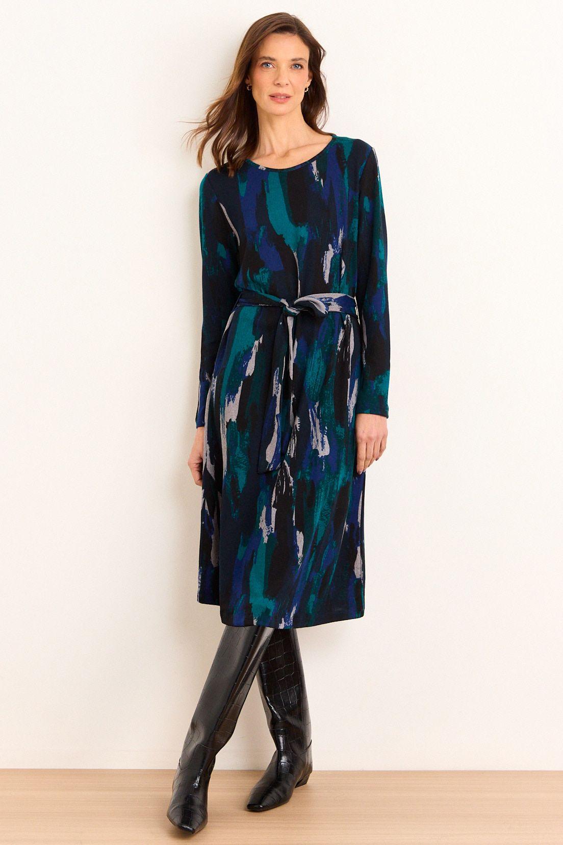 Vestido Tipo Tejido Estampado Azul Ma Griffe 13102226050104-3