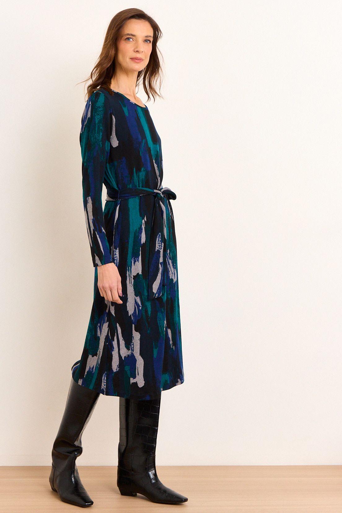 Vestido Tipo Tejido Estampado Azul Ma Griffe 13102226050104-4