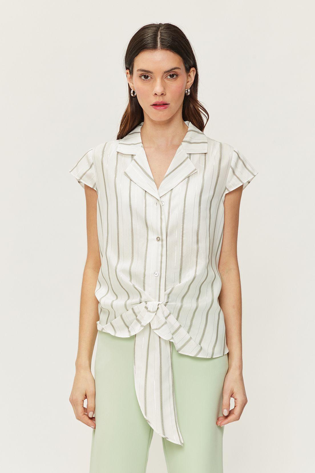 Blusa Camisera Rayas Lurex Blanco Ash 14107224054105-4