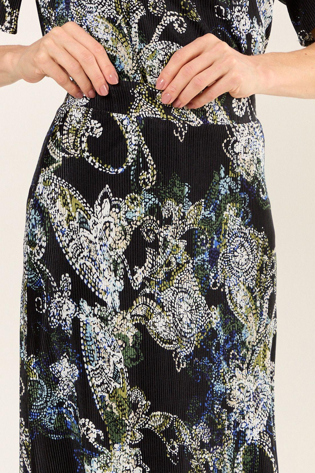 Falda Plisada Estampada Negro Ma Griffe 12102126050102-2