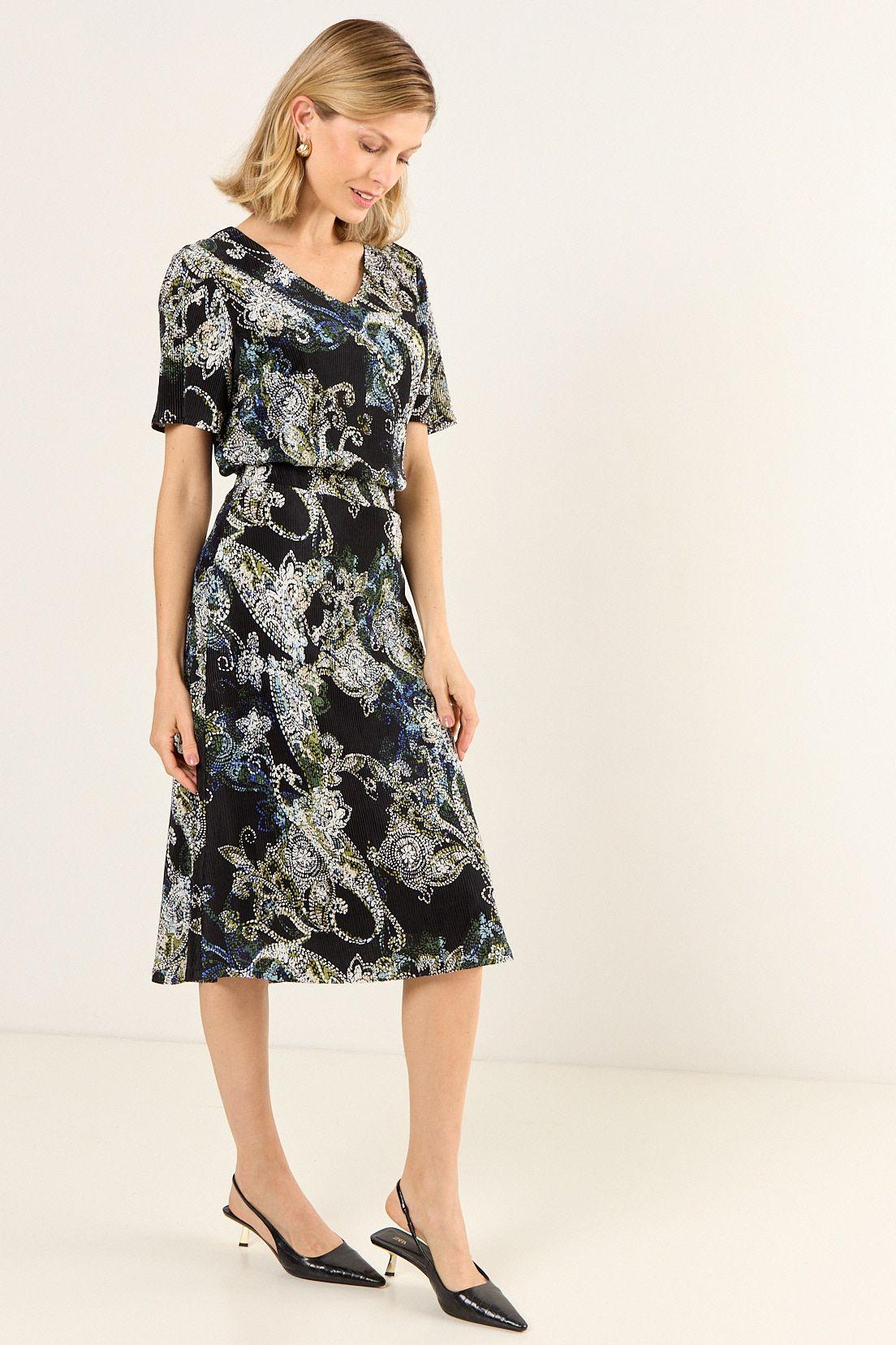 Falda Plisada Estampada Negro Ma Griffe 12102126050102-4