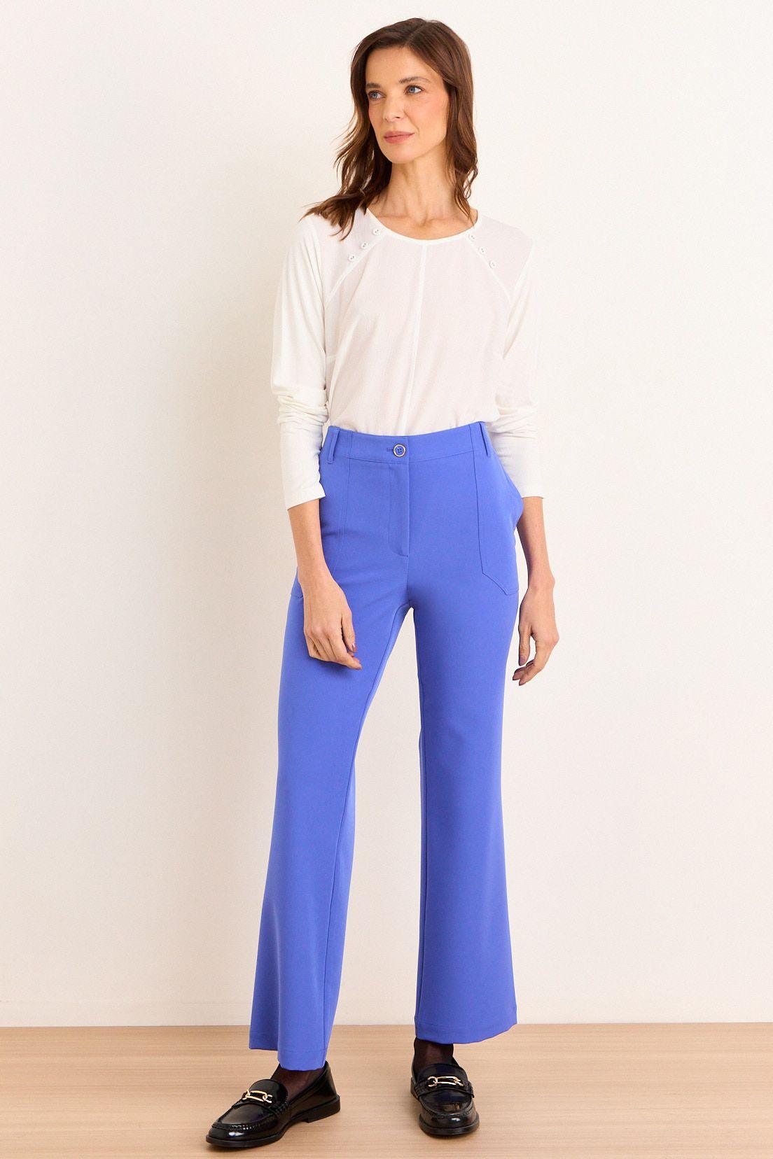 Pantalon Recto Con Bolsillos Parche Azul Ma Griffe 11002226001134-0