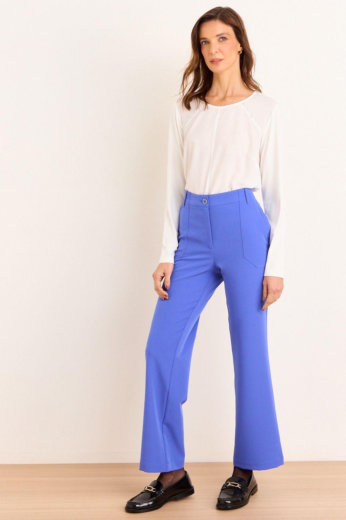 Pantalon Recto Con Bolsillos Parche Azul Ma Griffe 11002226001134-4