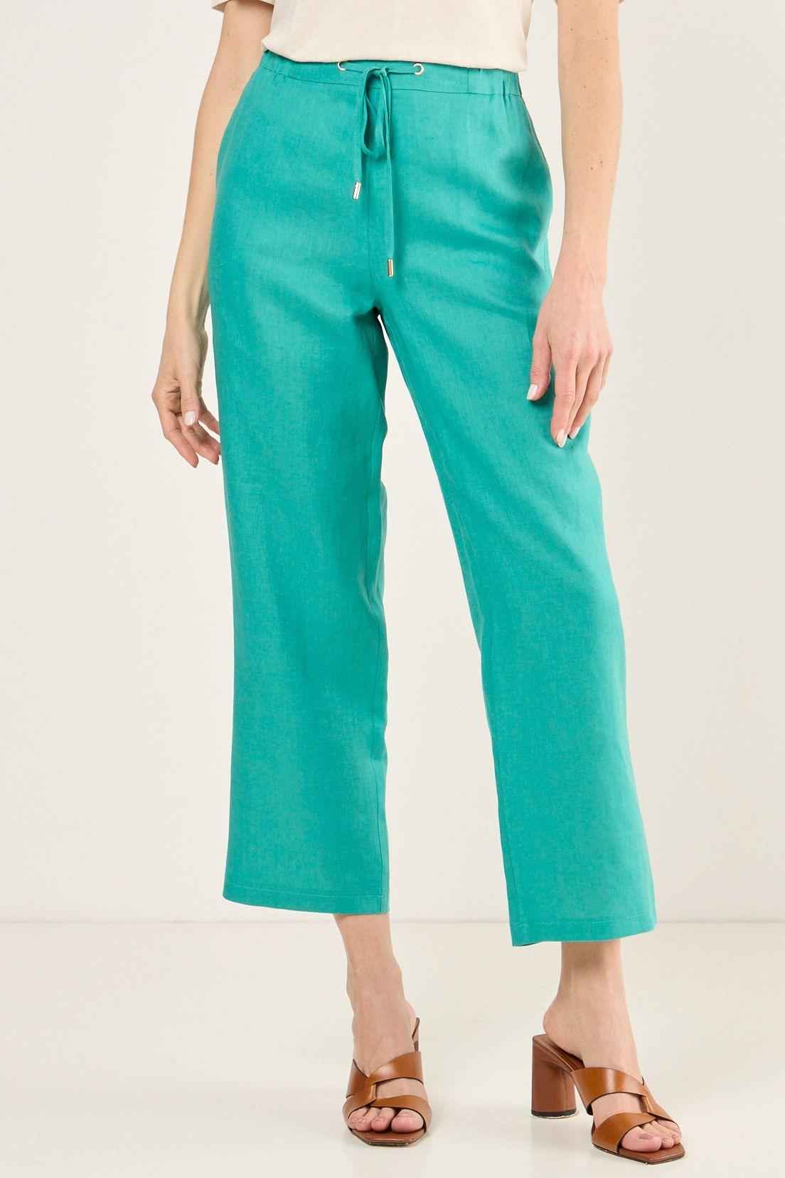 Pantalon De Lino Recto Verde Ma Griffe 11002225060217-1