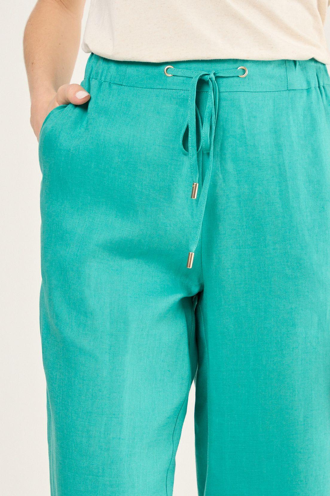 Pantalon De Lino Recto Verde Ma Griffe 11002225060217-2